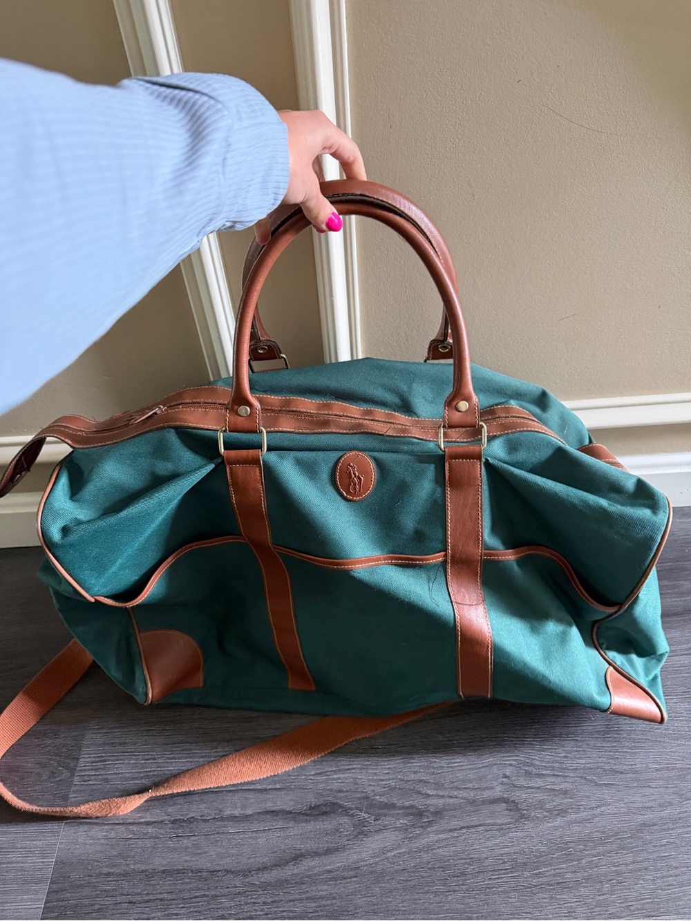 Vintage Y2K green canvas Polo Ralph Lauren duffel
